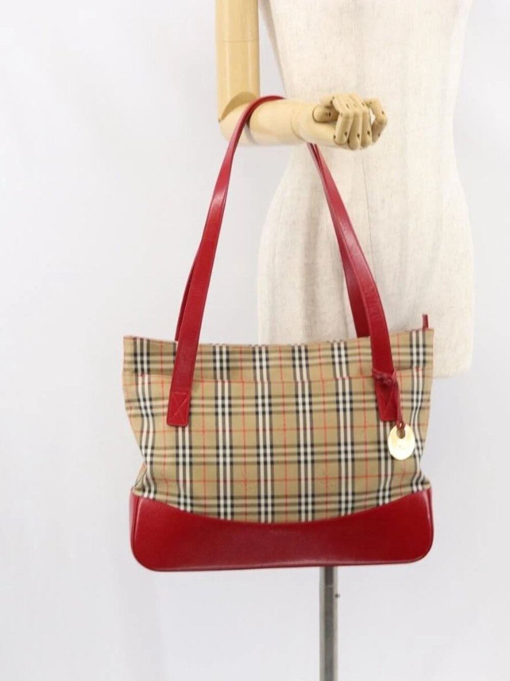 Burberrys Nova Check Tote Bag Canvas Beige Gold Auth 156474 - Picture 15 of 16